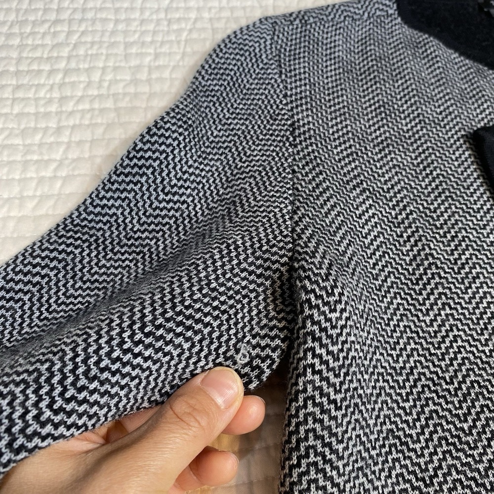 Talbots Womens Merino Wool Front Open Knit Drape Cardigan Herringbone Sz XS Gray - Picture 15 of 16
